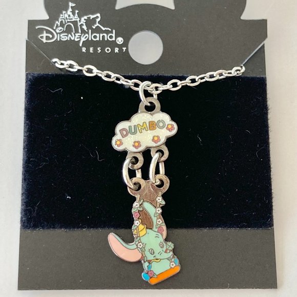 Vintage Disney Dumbo Elephant Charm Necklace 18" Disneyana Disneyland Stamped - Picture 1 of 9